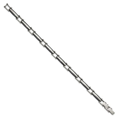 Chisel Stainless Steel Polished Black IP-plated 8 inch Plus a .5 inch Extension Link Bracelet SRB3373-8