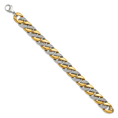 Chisel Stainless Steel Polished Yellow IP-plated with CZ 14mm 9 inch Curb Link Bracelet SRB3377-9