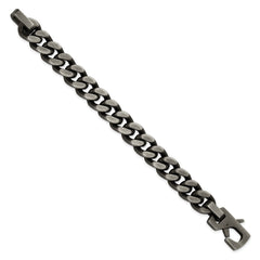 Chisel Stainless Steel Antiqued and Brushed 14mm Curb Link 8.75 inch Bracelet SRB3378-8.75