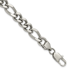 Chisel Stainless Steel Polished 9mm Figaro Chain 8.25 inch Bracelet SRB3379-8.25