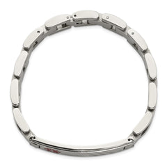 Chisel Stainless Steel Brushed and Polished with Red Enamel Medical ID 8.25 inch Bracelet SRB3384-8.25