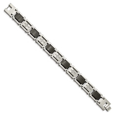 Chisel Stainless Steel Brushed and Polished Black IP-plated with 1/4 carat Diamond 8.75 inch Bracelet SRB339-8.75