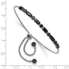 Chisel Stainless Steel Polished Black CZ Adjustable Bracelet SRB3393