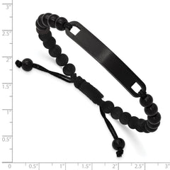 Chisel Stainless Steel Brushed Black IP-plated 6mm Beaded Black Nylon 6.25 inch to 8 inch Adjustable ID Bracelet SRB3409