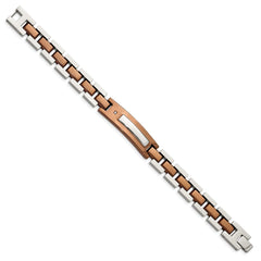 Chisel Stainless Steel Polished Brown IP-plated with .01 carat Diamond 8.5 inch Bracelet SRB342-8.5