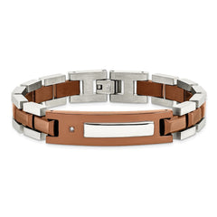 Chisel Stainless Steel Polished Brown IP-plated with .01 carat Diamond 8.5 inch Bracelet SRB342-8.5
