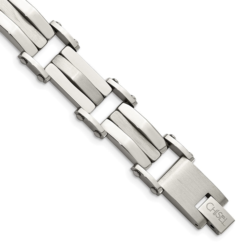 Chisel Stainless Steel Brushed and Polished 8.5 inch Link Bracelet SRB494-8.5