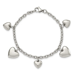 Chisel Stainless Steel Polished Hearts 8 inch Bracelet SRB594-8