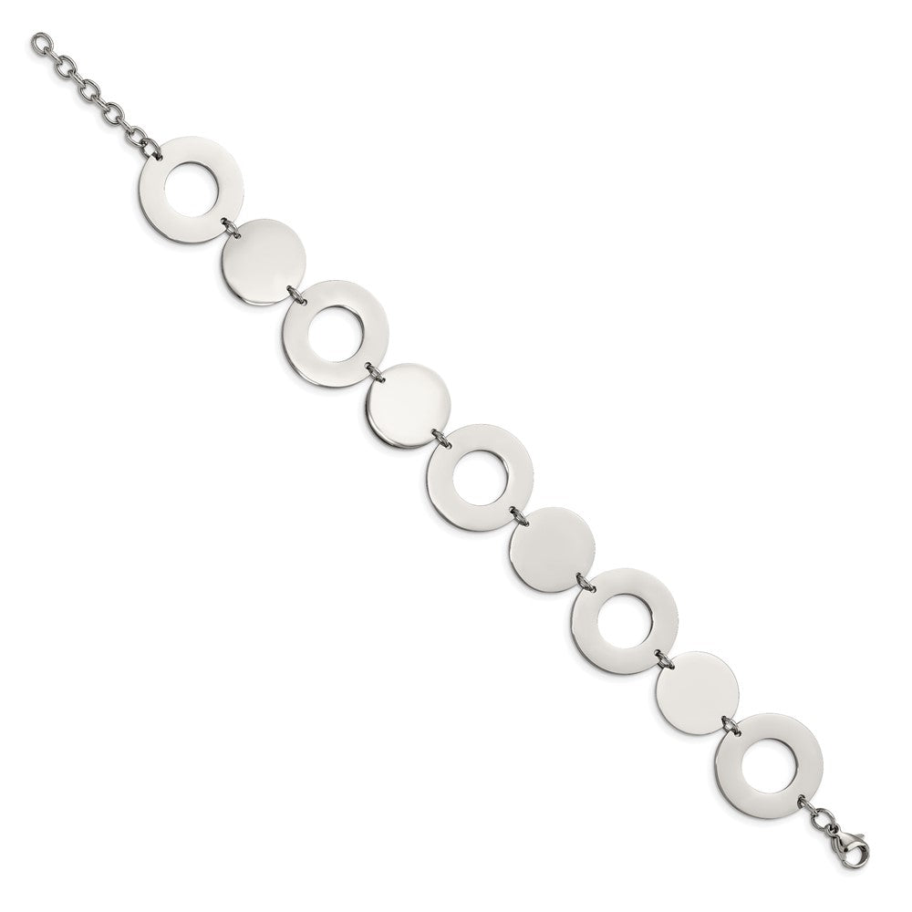 Chisel Stainless Steel Polished 7.5 inch Circle Link Bracelet SRB602-7.5