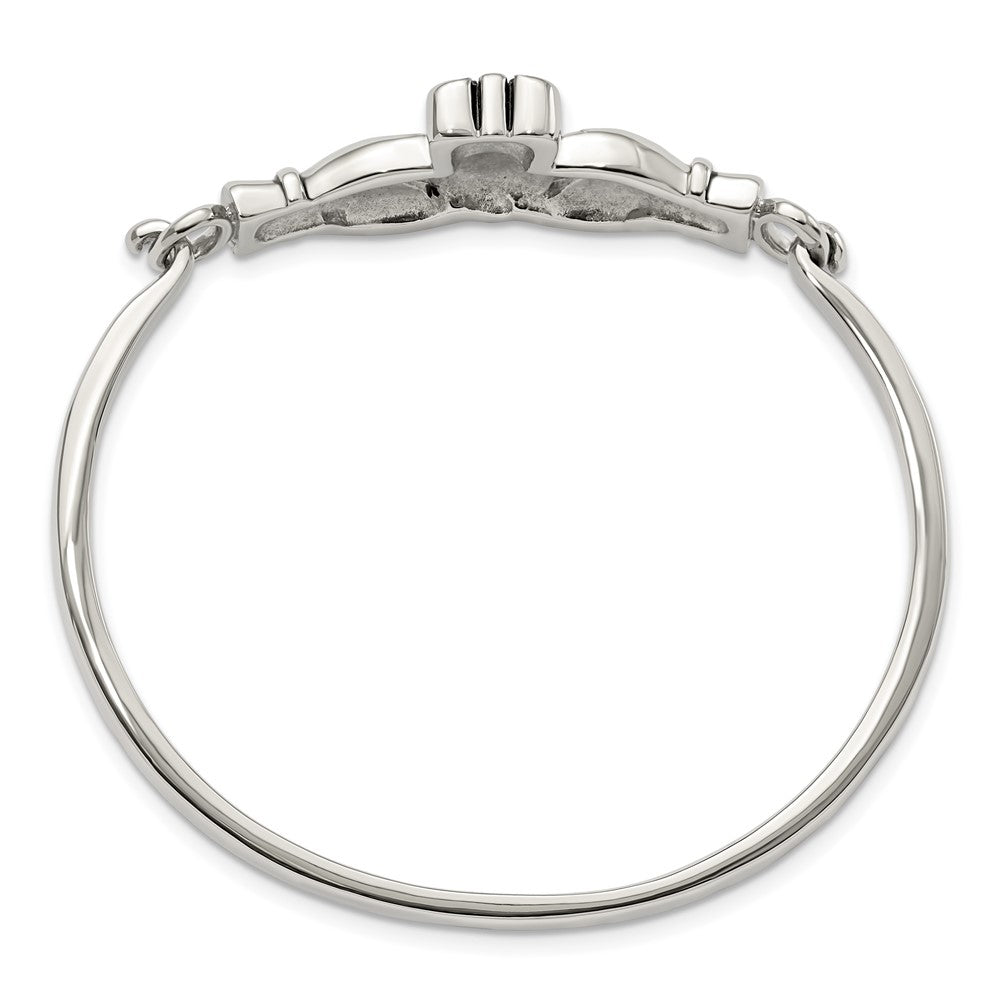 Chisel Stainless Steel Antiqued and Polished Claddagh Bangle SRB608