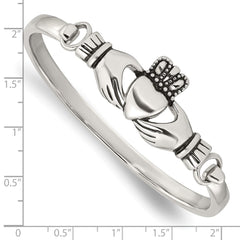 Chisel Stainless Steel Antiqued and Polished Claddagh Bangle SRB608