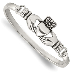 Chisel Stainless Steel Antiqued and Polished Claddagh Bangle SRB608