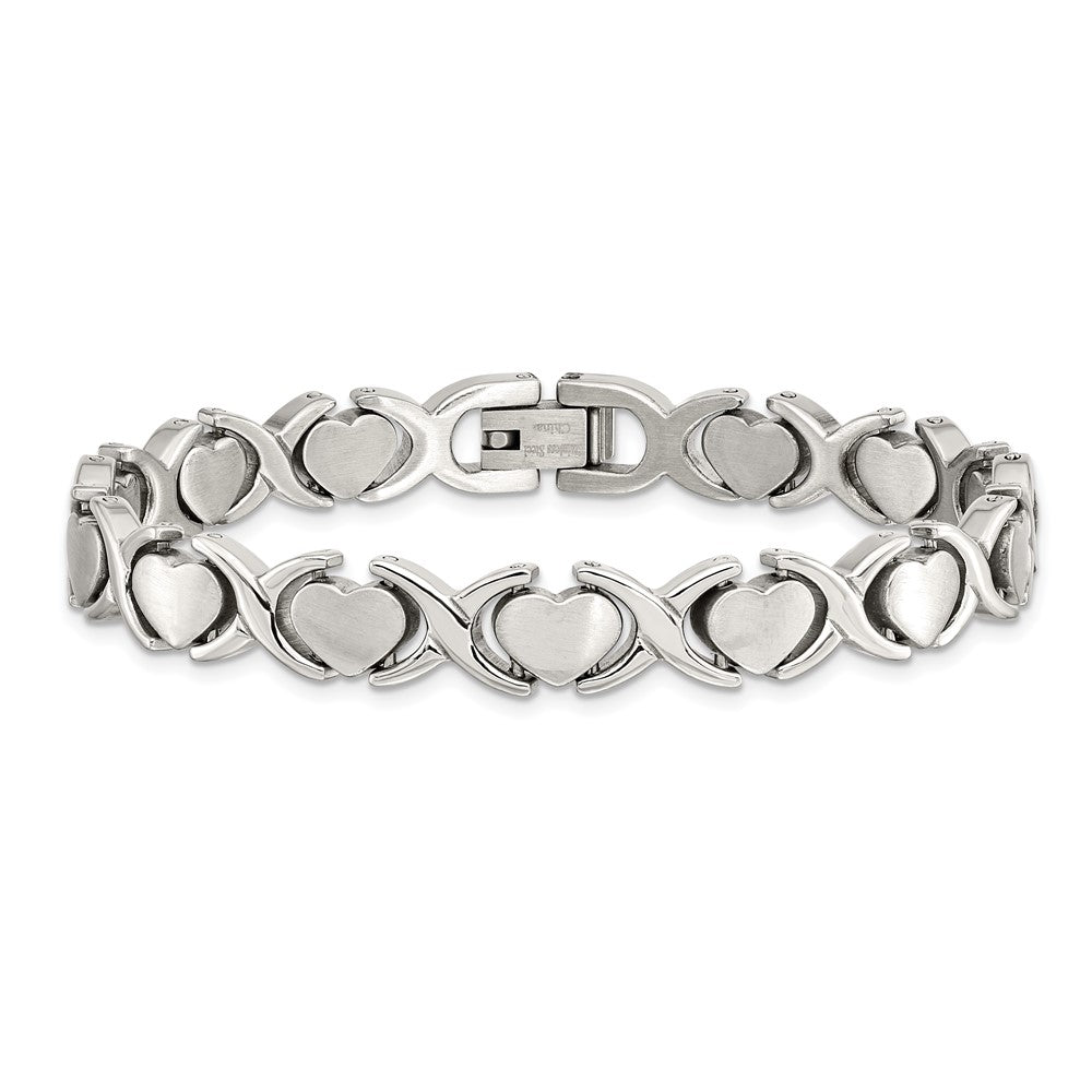 Chisel Stainless Steel Brushed and Polished 8 inch Stampato Bracelet SRB781-7.5