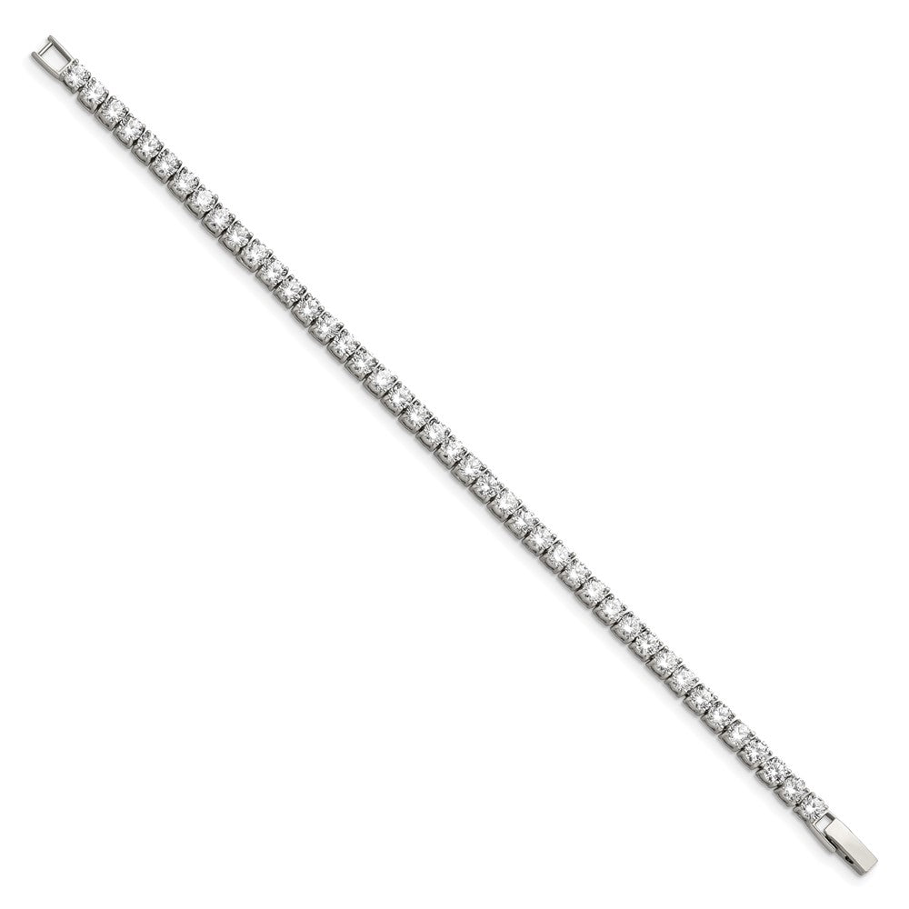 Chisel Stainless Steel Polished CZ 7.5 inch Tennis Bracelet SRB814-7.5