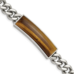 Chisel Stainless Steel Polished with Tiger's Eye Inlay 8.25 inch ID Bracelet SRB838-8.25