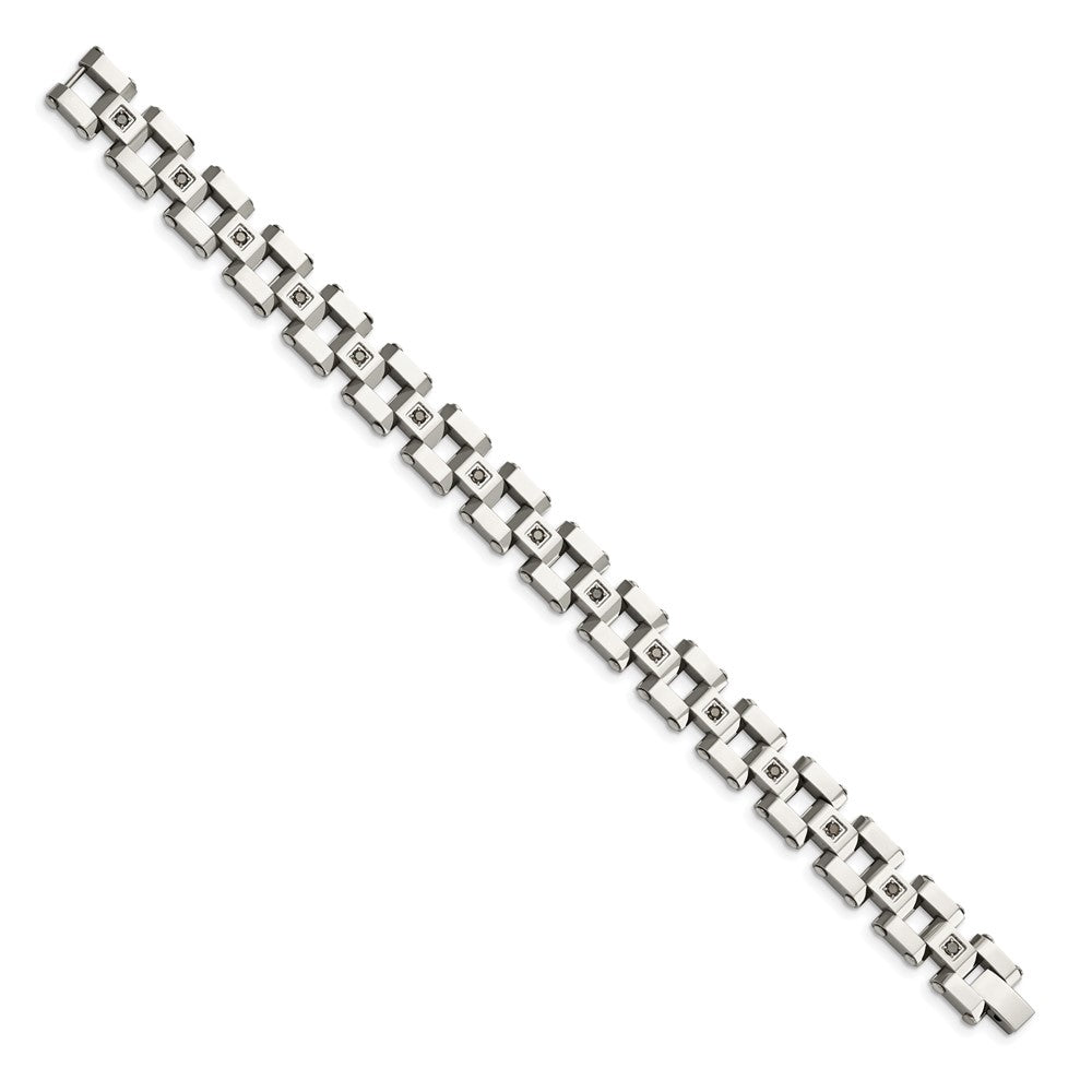 Chisel Stainless Steel Polished with 1 carat Black Diamond 8.5 inch Bracelet SRB920-8.5