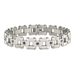 Chisel Stainless Steel Polished with 1 carat Black Diamond 8.5 inch Bracelet SRB920-8.5