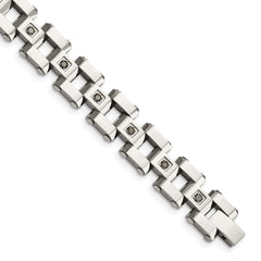 Chisel Stainless Steel Polished with 1 carat Black Diamond 8.5 inch Bracelet SRB920-8.5