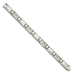 Chisel Stainless Steel Polished and Textured with 1/10 carat Diamond 8.5 inch Bracelet SRB923-8.5