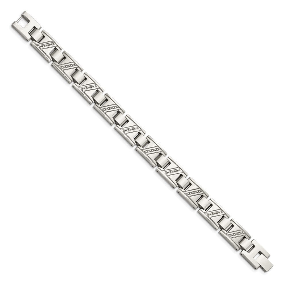 Chisel Stainless Steel Polished with 1/10 carat Diamond 8.5 inch Bracelet SRB924-8.5