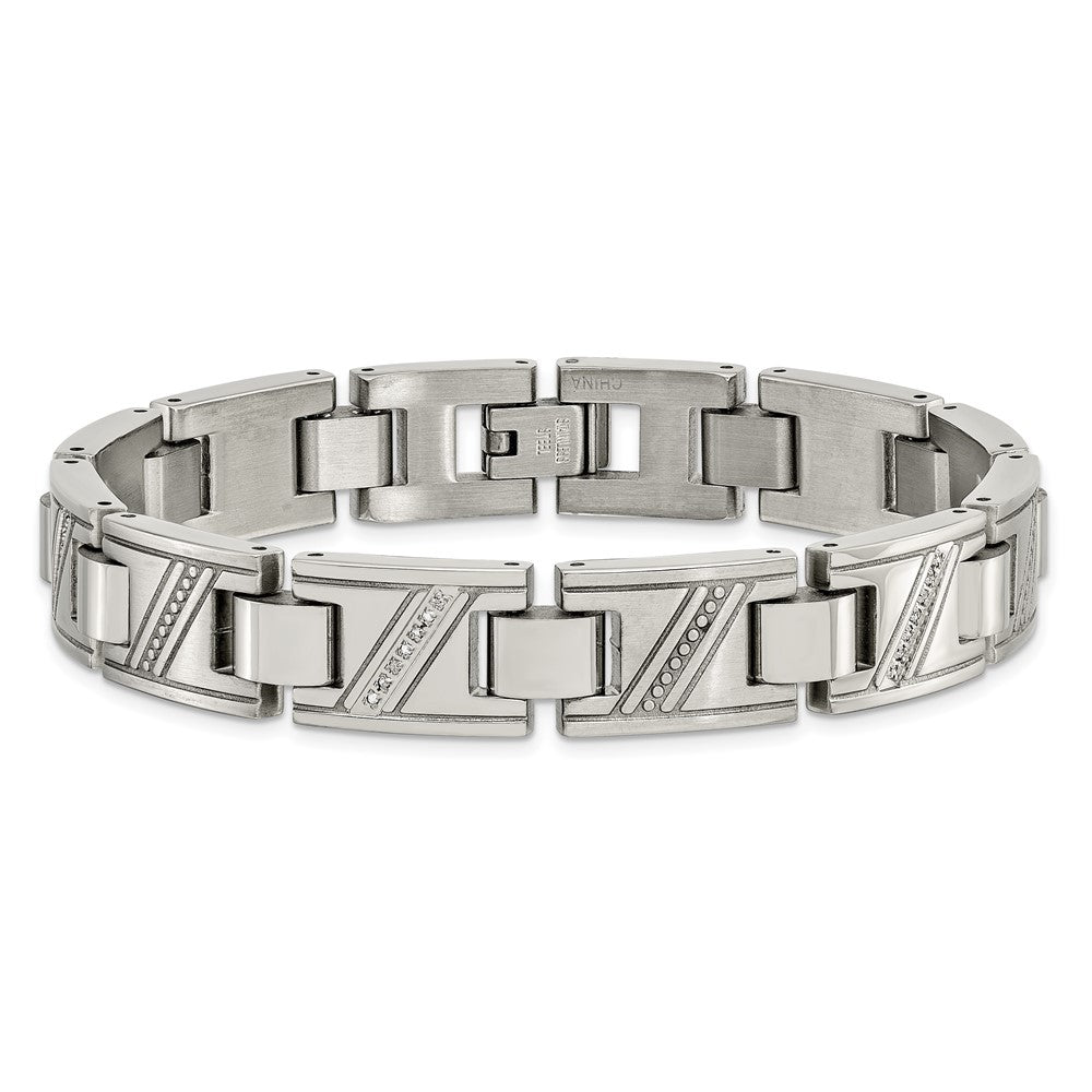 Chisel Stainless Steel Polished with 1/10 carat Diamond 8.5 inch Bracelet SRB924-8.5