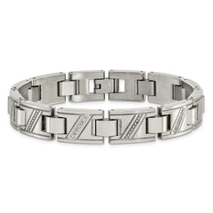 Chisel Stainless Steel Polished with 1/10 carat Diamond 8.5 inch Bracelet SRB924-8.5