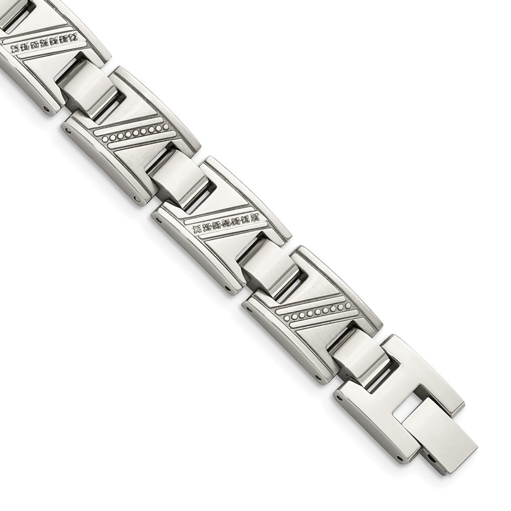 Chisel Stainless Steel Polished with 1/10 carat Diamond 8.5 inch Bracelet SRB924-8.5