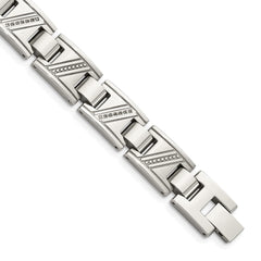 Chisel Stainless Steel Polished with 1/10 carat Diamond 8.5 inch Bracelet SRB924-8.5