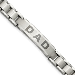 Chisel Stainless Steel Brushed and Polished Lasered DAD 8.75 inch Bracelet SRB927-8.75