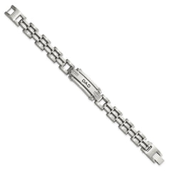 Chisel Stainless Steel Polished with CZ DAD 8.5 inch Bracelet SRB928-8.5