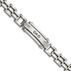 Chisel Stainless Steel Polished with CZ DAD 8.5 inch Bracelet SRB928-8.5