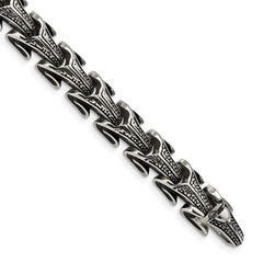 Chisel Stainless Steel Antiqued and Polished 8.5 inch Dragon Scale Link Bracelet SRB983-8.5