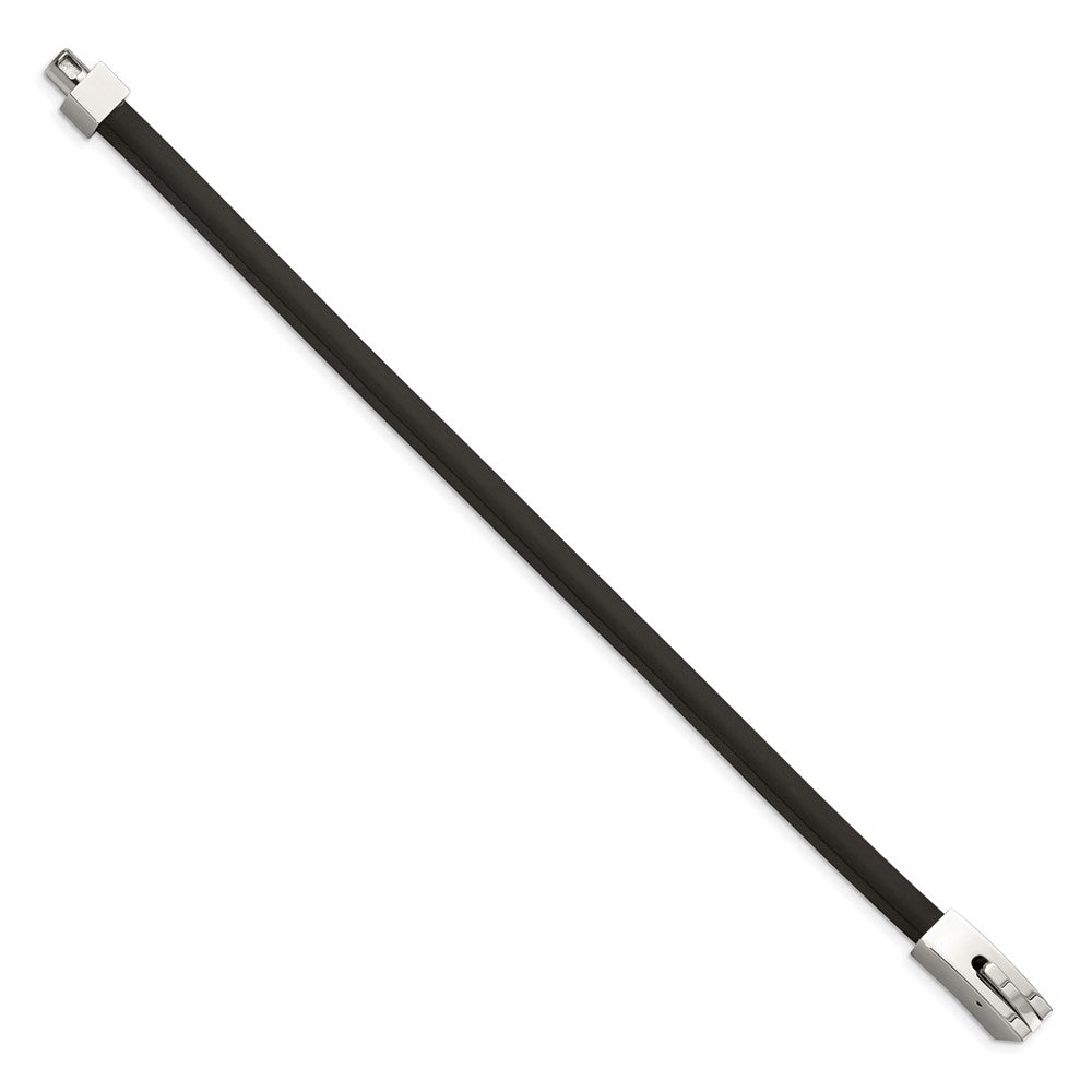 Chisel Stainless Steel Polished Black Rubber 8.5 inch Bracelet SRB991-8.5