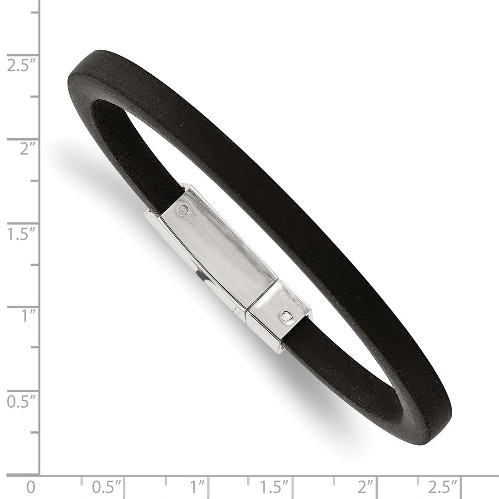 Chisel Stainless Steel Polished Black Rubber 8.5 inch Bracelet SRB991-8.5
