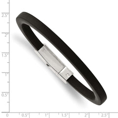 Chisel Stainless Steel Polished Black Rubber 8.5 inch Bracelet SRB991-8.5