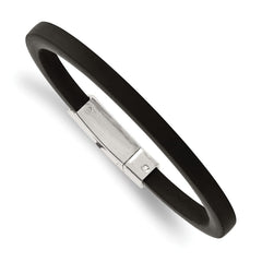 Chisel Stainless Steel Polished Black Rubber 8.5 inch Bracelet SRB991-8.5