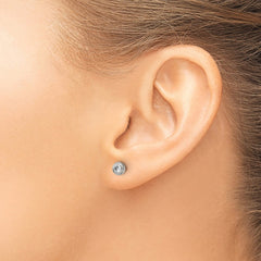 SRE1067 Chisel Stainless Steel Polished 3mm Bezel CZ Stud Post Earrings