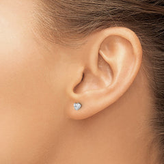SRE1075 Chisel Stainless Steel Polished 4mm Heart CZ Stud Post Earrings