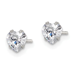 SRE1076 Chisel Stainless Steel Polished 5mm Heart CZ Stud Post Earrings