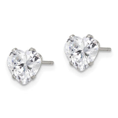 SRE1078 Chisel Stainless Steel Polished 7mm Heart CZ Stud Post Earrings