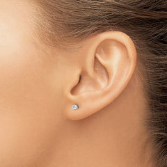 SRE1086 Chisel Stainless Steel Polished 3mm Round CZ Stud Post Earrings
