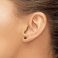 SRE1092 Chisel Stainless Steel Polished 4mm Black Round CZ Stud Post Earrings