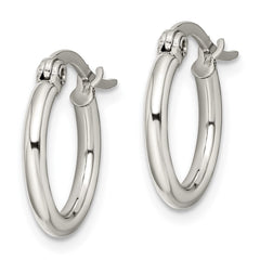 SRE111 Chisel Stainless Steel Polished 15.5mm Diameter 2mm Hoop Earrings