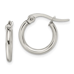 SRE111 Chisel Stainless Steel Polished 15.5mm Diameter 2mm Hoop Earrings