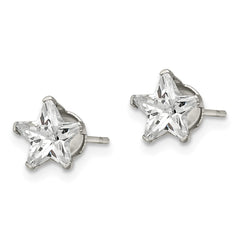 SRE1120 Chisel Stainless Steel Polished 7mm Star CZ Stud Post Earrings