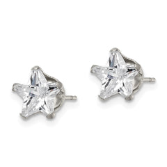 SRE1121 Chisel Stainless Steel Polished 8mm Star CZ Stud Post Earrings