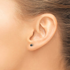 SRE1122 Chisel Stainless Steel Polished 3mm Black Star CZ Stud Post Earrings