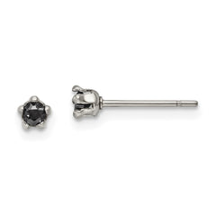 SRE1122 Chisel Stainless Steel Polished 3mm Black Star CZ Stud Post Earrings