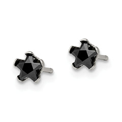 SRE1123 Chisel Stainless Steel Polished 4mm Black Star CZ Stud Post Earrings