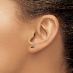 SRE1132 Chisel Stainless Steel Polished 3mm Black Triangle CZ Stud Post Earrings